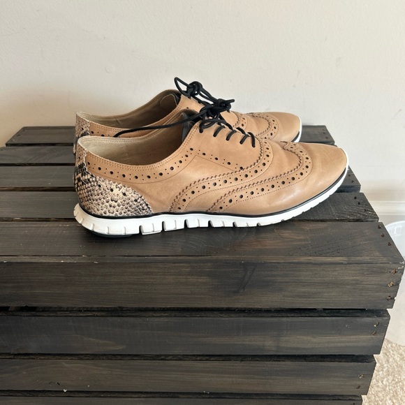 Cole Haan Shoes - Cole Haan ZeroGrand Women’s Wingtip Oxford Snake Skin Accent Shoes Sz 9.5B